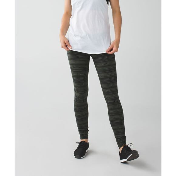 lululemon athletica Green Striped Leggings - Picture 1 of 9
